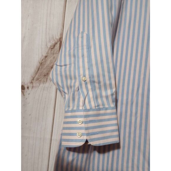 Brooks Brothers Shirt Men's 16.5 Button Front Long Sleeve Pink Blue 100% Cotton - Picture 4 of 7